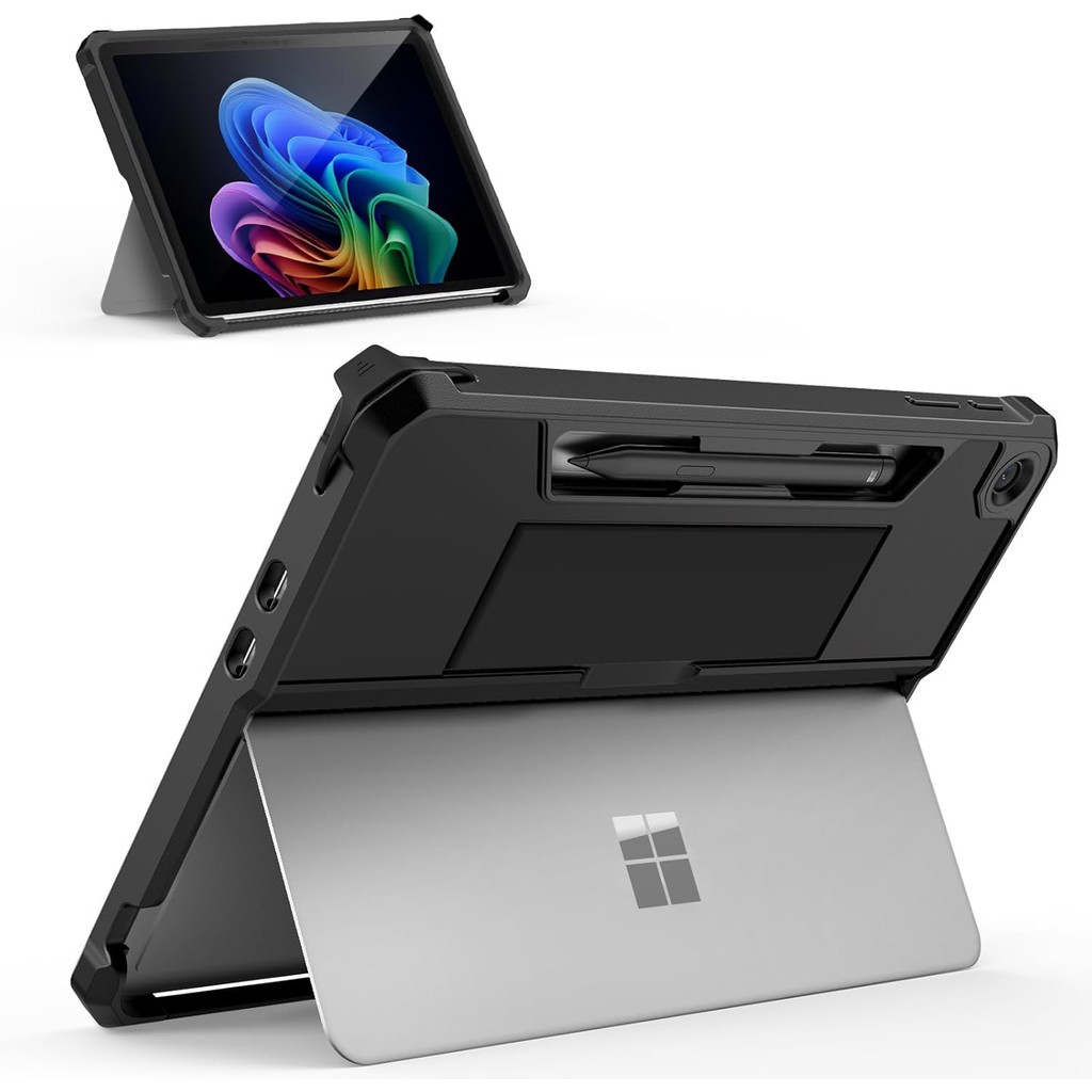 MoKo All-in-One เคสป้องกันพร้อมที่วางปากกาด้านหลังและสายคล้องมือสําหรับ Microsoft Surface Pro 12 นิ้ว 2025 เปิดตัวเข้ากันได้กับแป้นพิมพ์ประเภท