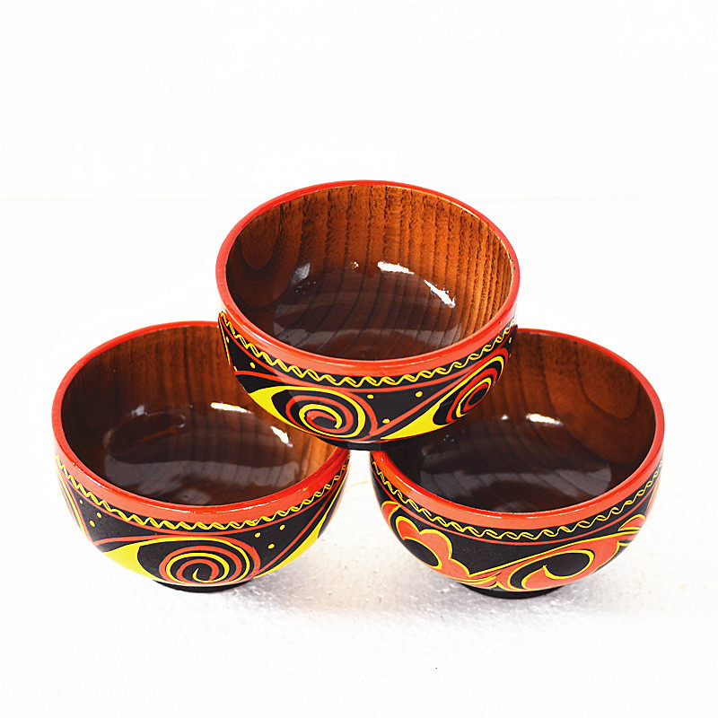 จัดส่งฟรี Sichuan Ryoyama Xichang ครอบครัวลักษณะหัตถกรรมไม้เนื้อแข็งมือวาด Lacquerware ทาสี Exquis