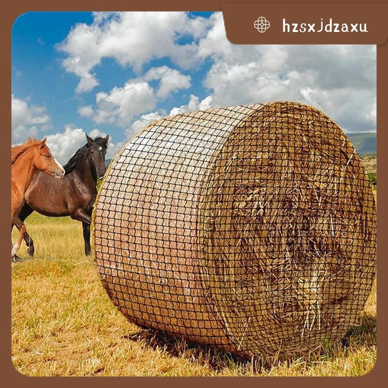 hzsxjdzaxuRound Bale Hay Net for Horses, Knotless Nylon Slow Feeder, 6x6 Ft, ลดของเสียหญ้าแห้ง, เหมา