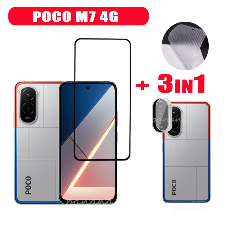 Xiaomi Poco M7 4Gกระจกนิรภัยป้องกันหน้าจอPoco M7 F7 X7 Pro Poco C85 C65 C75 ฟิล์มเลนส์กล้อง+ฟิล์มด้า