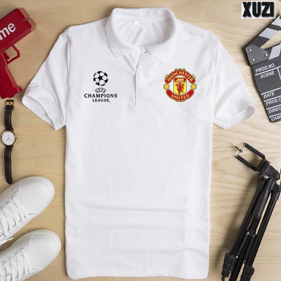 เสื้อยืดโปโล Manchester united club เสื้อยืดฟุตบอลคอปก แขนสั้น Premier League ผ้ากีฬายืดอย่างดี เสื้อโปโลผู้ชาย M-3XL