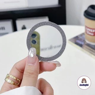 Creative Glitter กระจกแต่งหน้าสําหรับโทรศัพท์มือถือพร้อมแหวนดูดแม่เหล็ก Universal แฟชั่นอุปกรณ์เสริมโทรศัพท์กาวสไตล์กลางแจ้งแบบพกพา