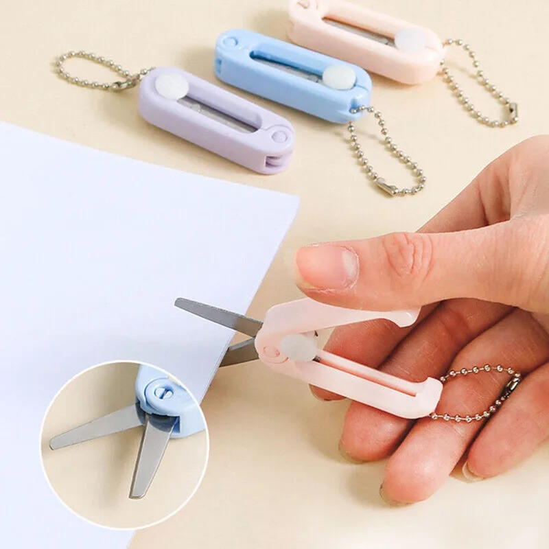 แบบพกพามินิกรรไกรพับ สเกลable กรรไกรมัลติฟังก์ชั่สแตนเลสกรรไกรนักเรียนเครื่องเขียนสํานักงานอุปกรณ์การเรียน