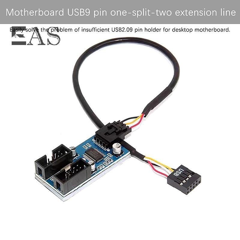 [EA] 1 PC USB 9 Pin อินเทอร์เฟซ Header เมนบอร์ด Extension Splitter 1 ถึง 2 สายเดสก์ท็อป USB2.0 HUB C