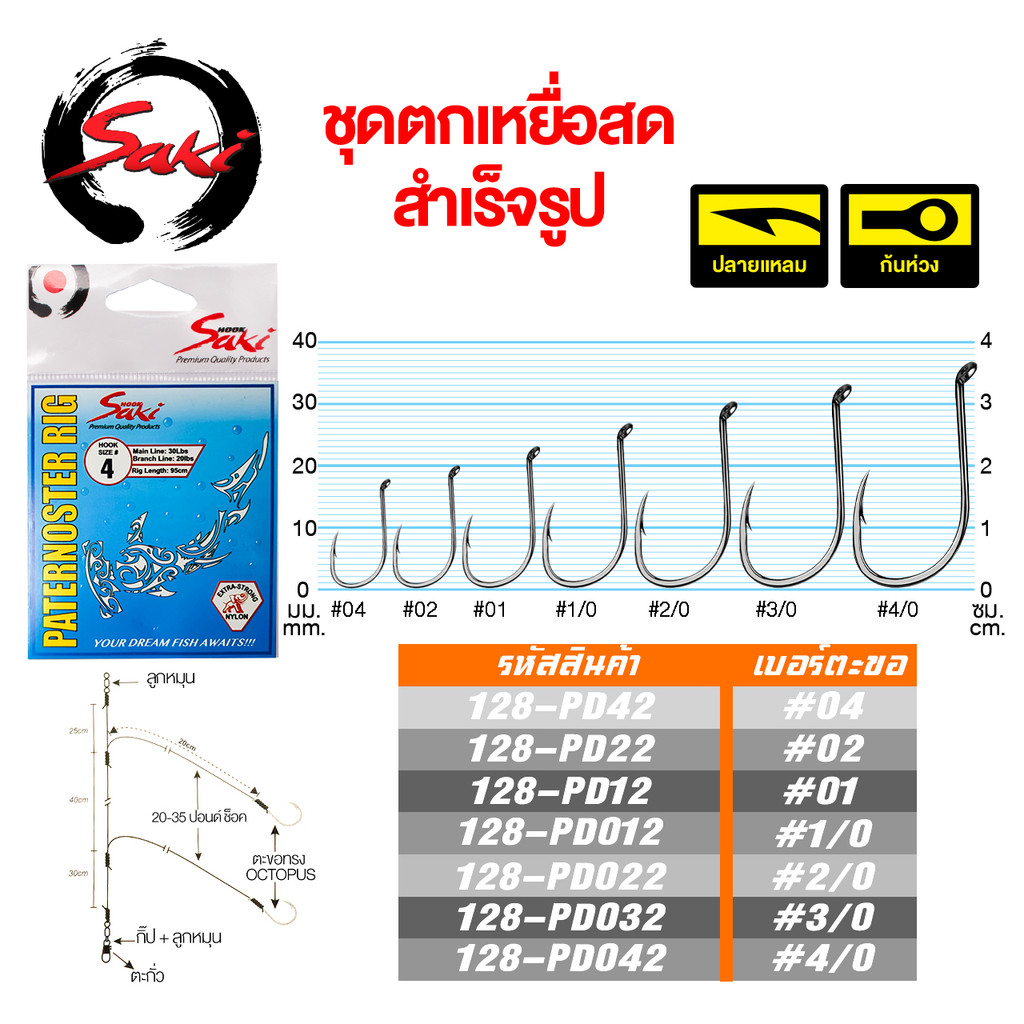 ตัวเบ็ดผูกสำเร็จรูป PD ชุดตกเหยื่อสำเร็จรูป ได้ทั้งน้ำจืดและน้ำเค็ม ใช้งานง่าย ตัวเบ็ดแข็ง-คม