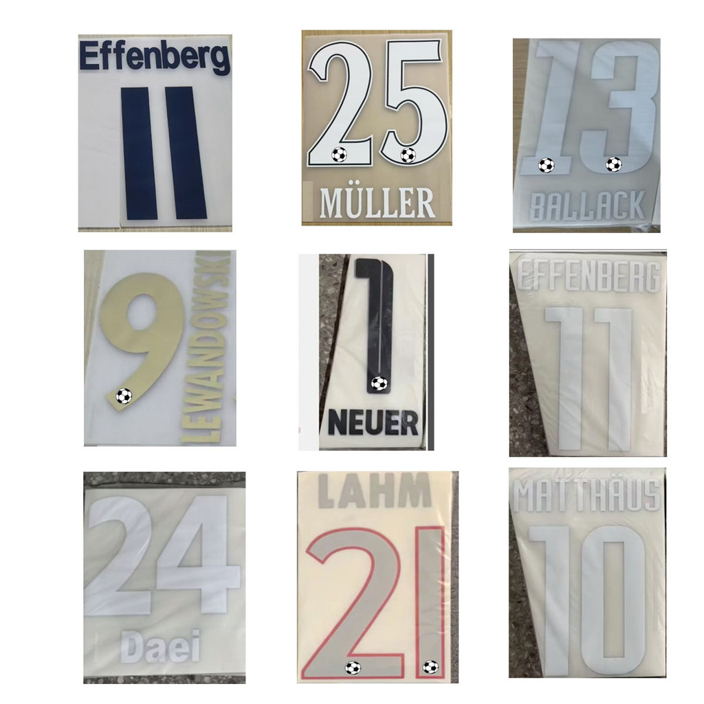 Retro Nameset Ribery Muller Kors Neuer Effenberg Daei Lewandowski Nameset Printing Soccer Patch Badg