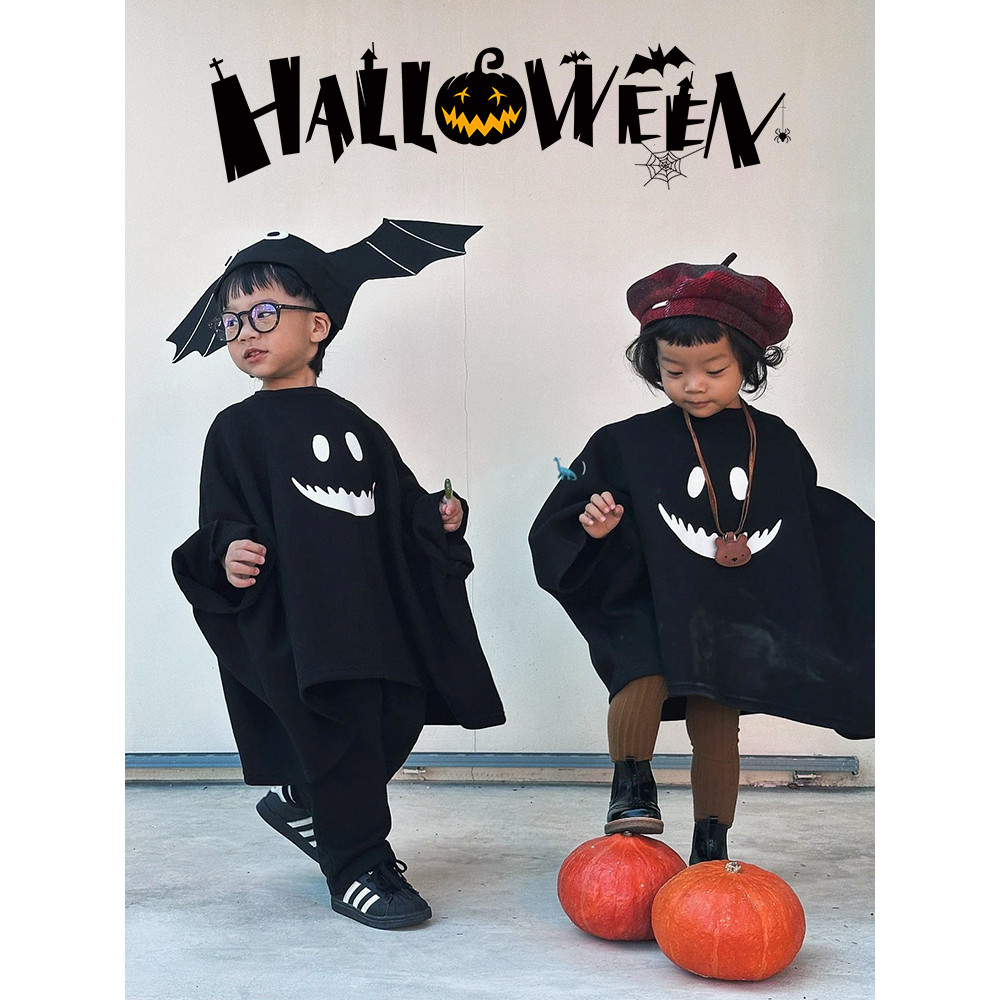 เครื่องแต่งกายฮาโลวีนสำหรับเด็กชาย แบบคอสเพลย์ เครื่องแต่งกายค้างคาว กางเกงและเสื้อคลุม CKB