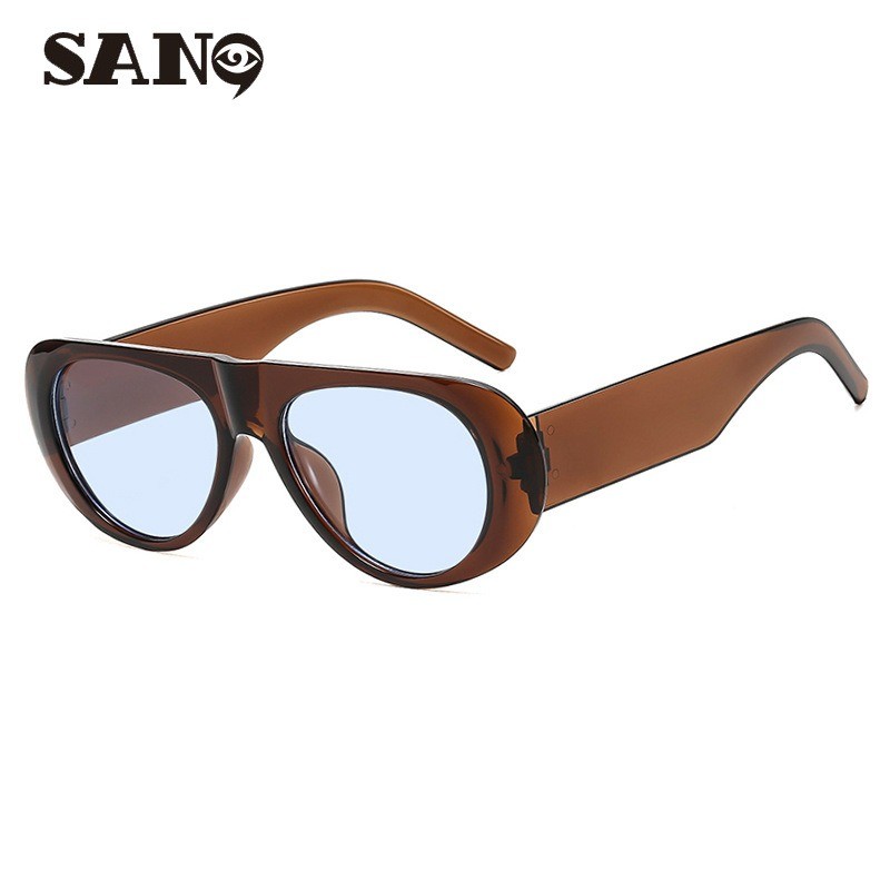 สินค้าพร้อมCOD (San9)2025 ใหม่Splicing Color Womens Large Ovalแว่นตากันแดดผู้หญิง