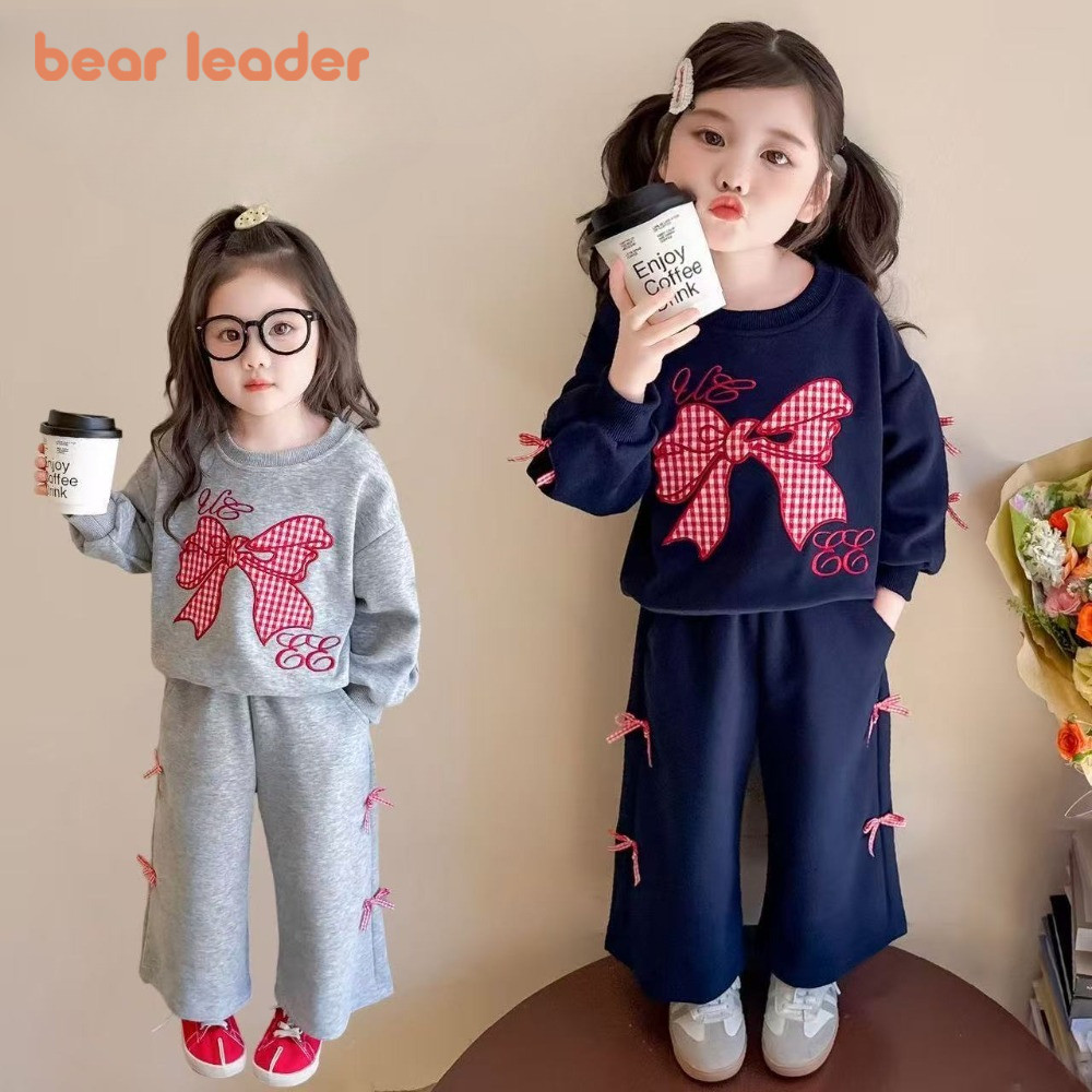 ชุดเสื้อกันหนาวแขนยาวสำหรับฤดูหนาว พิมพ์โบว์ สบายๆ