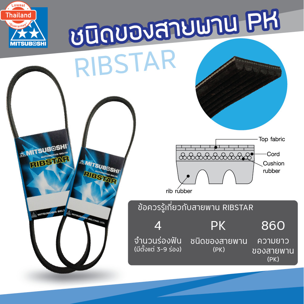 สายพานมิตซูโชิ : 4PK1220 Ribstar สายพานรถยนต์ MITSUBOSHI