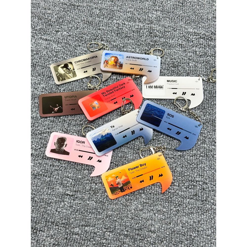 พวงกุญแจ keycap NFC เพลงอัลบั้มเครื่องเล่นฟองพวงกุญแจ Tristezashop