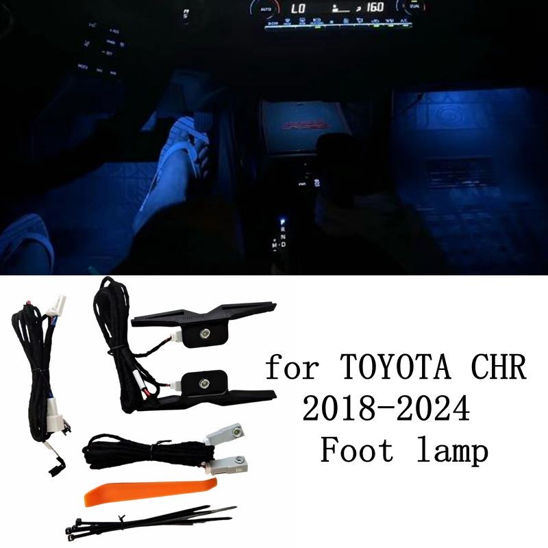 TYPE B 4 ชิ้น LED Foot Light Ambient Light ไฟตกแต่งพิเศษบรรยากาศโคมไฟ Ice Blue สําหรับ Toyota C-HR 2018-2024