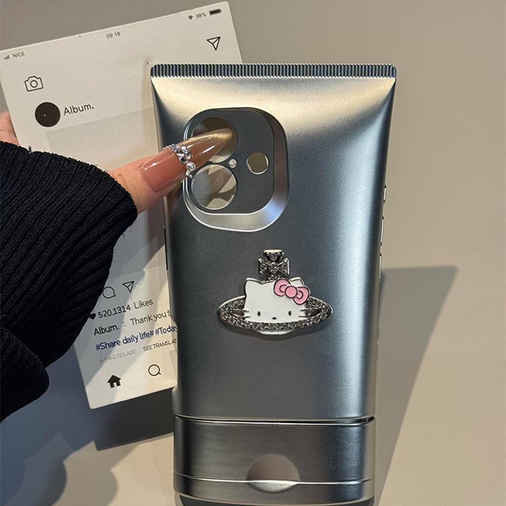 3D Fake Body No Design Style BB Cream Display My Melody เข้ากันได้กับลูกแมว iPhone16, iPhone15/14 เค