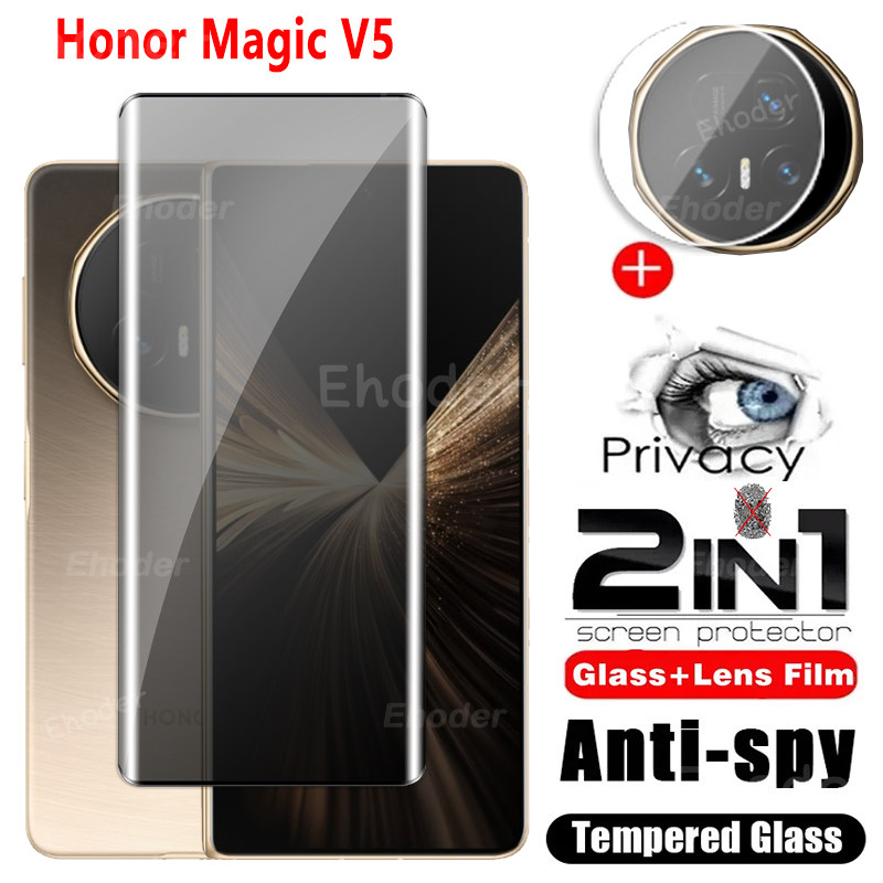 สําหรับ Honor Magic V6 V5 V3 4G 5G 2025 โค้งความเป็นส่วนตัวกระจกนิรภัยป้องกันหน้าจอคลุมทั้งหมดฟิล์มป้องกันโทรศัพท์สําหรับ MagicV6/V5 V 5 MagicV3 V 3 เลนส์กล้อง