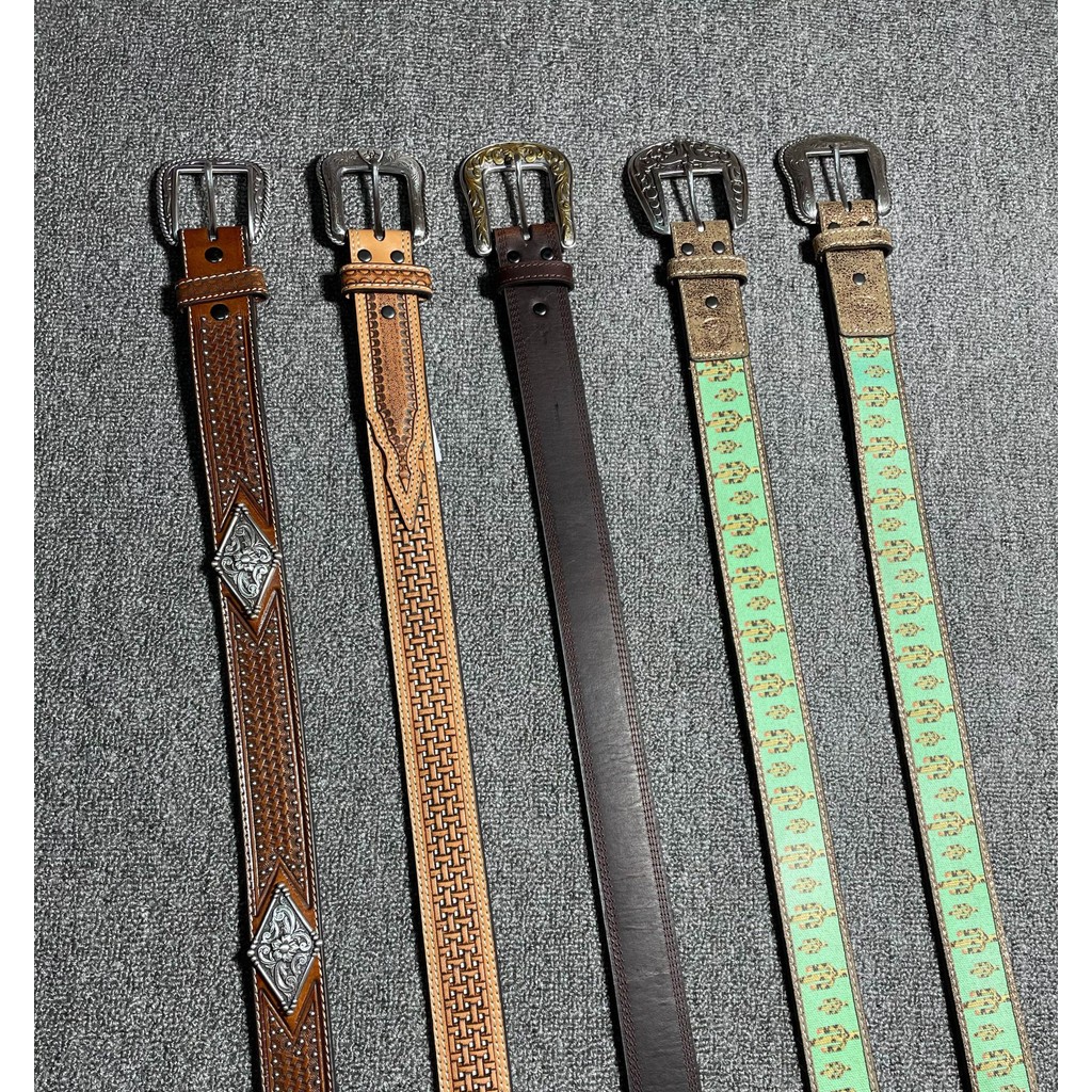 [ระดับไฮเอนด์] American Ariat Brand Western Denim Belt ฮาร์ดแวร์เพชรแกะสลักขี่ชุดขี่ม้าอุปกรณ์อัศวิน