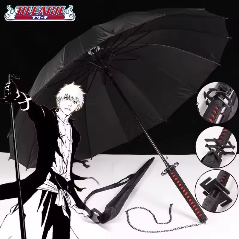 Kurosaki Ichigo อะนิเมะ Bleach Katana ร่มยาว Katana Handle Parasol Raincoa Aizen Sousuke ญี่ปุ่น Samurai ดาบร่ม COD