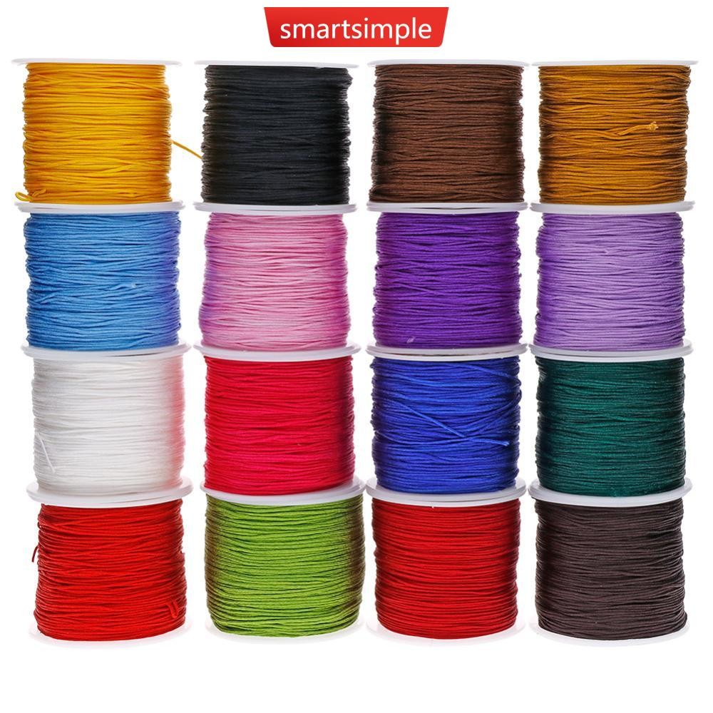 SMARTSIMPLE 0.8 มม.45 M/ม้วนสายไนลอนด้ายจีน Knot Macrame Rattail สร้อยข้อมือ Braided String B9S4