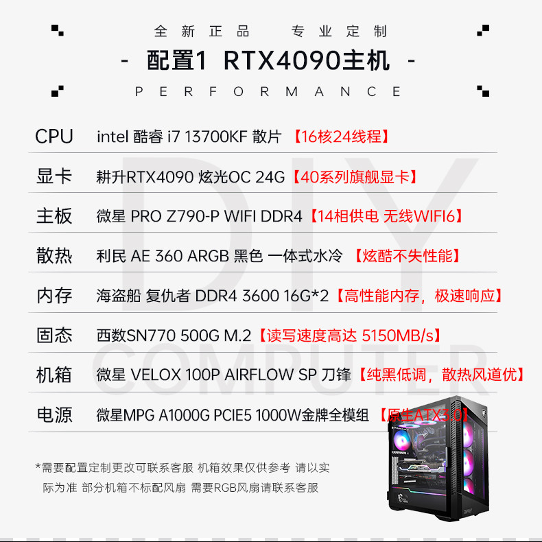 Swallow DIY ติดตั้ง-RTX4090/i7 13700KF/13900KF คอมพิวเตอร์เดสก์ท็อปเกมคอนโซล Wenwen