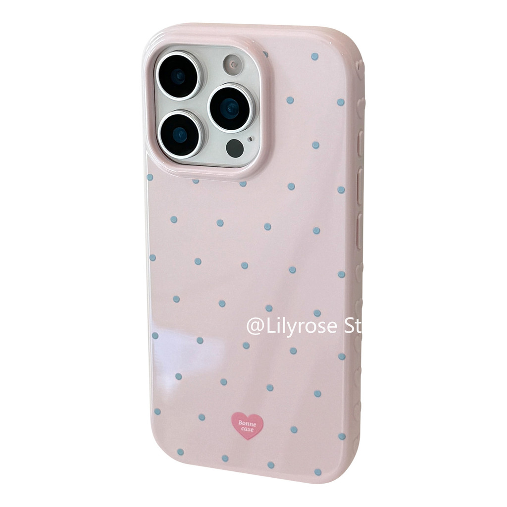 เคสสําหรับ iPhone 17ProMax 17Air 17Pro Apple iPhone Case iPhone 17 16 15 14 13 Pro Max Thin Full Body ป้องกันซิลิโคนแข็งสําหรับผู้หญิง Simple Polka Dot Anti Fall Blue Love