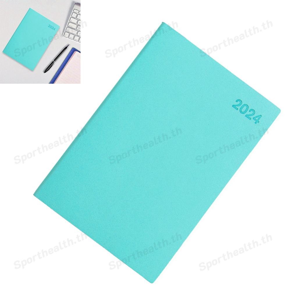 2024 A5 Planner Notebook Agenda Planner ไดอารี่ตารางปกหนัง PU ตารางภาษาอังกฤษ Full Year Planner โต๊ะ