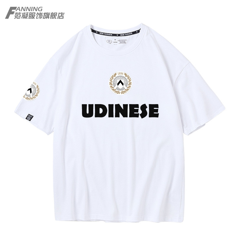 Udinese Football Club เสื้อยืดแขนสั้นสไตล์อิตาลี สำหรับผู้ชาย ทำจากผ้าฝ้ายแท้ ทรงหลวม สไตล์กีฬาฤดูร้