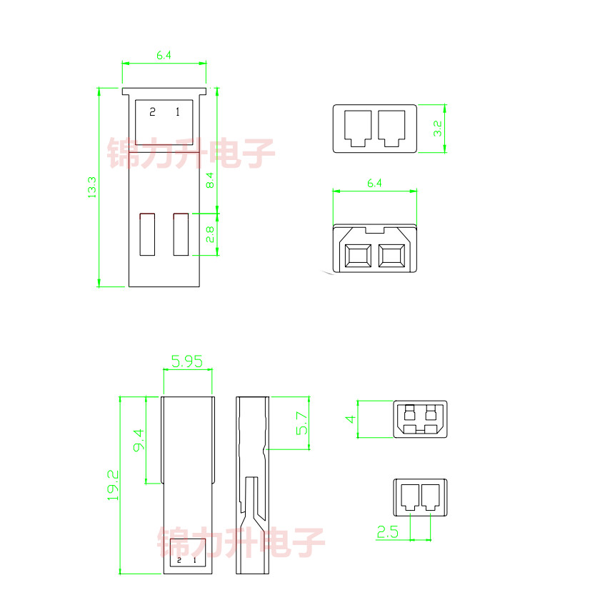 JST เปลือกยาง 2.54 มม.Pitch JST-2P Air Butt Plug ชายหญิง Butt Connector Connector ชายหญิง Terminal