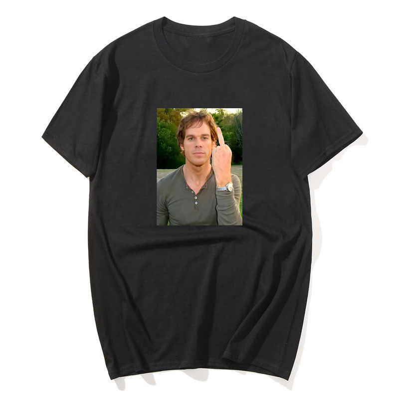 Dexter นิ้วกลางเสื้อยืดตลก Dexter Morgan T เสื้อผู้ชายผู้หญิงสบายๆแขนสั้น O-คอ Tshirt Vintage เสื้อผ