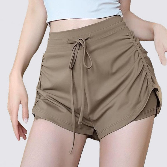 PULAMกางเกงขาสั้นกีฬาสตรีฤดูร้อน โปร่งสบาย ยืดหยุ่นดี ใส่วิ่ง-ออกกำลังกาย-ใส่สบาย มีเชือกดึงปรับได้​