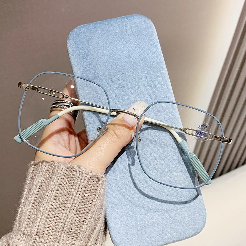 (แว่นตา + กล่องแว่น)แว่นตากรองแสงสีฟ้าสไตล์เรโทร -0.75°~-4。25° กรอบกลมใหญ่ สไตล์เกาหลี แว่นตากรองแสงสีฟ้า สำหรับผู้ชายและผู้หญิง 1144 - รูปที่ 4