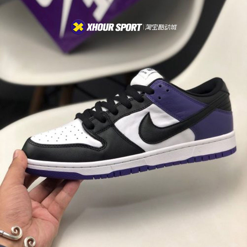 Nike SB DUNK Low < Court Purple} รองเท้าสเก็ตบอร์ด Black Purple Toe BQ6817-500
