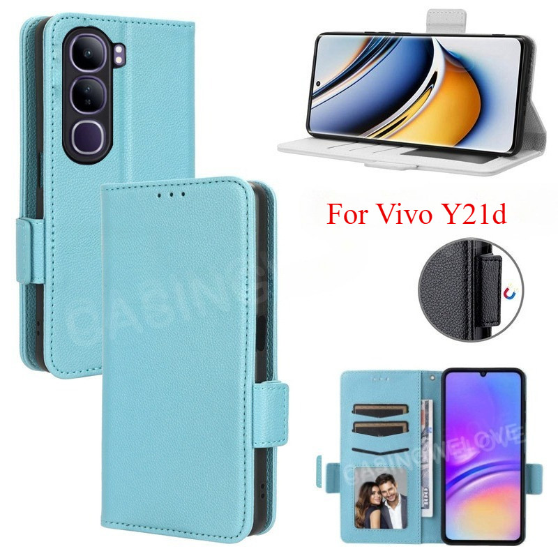 ปลอกสําหรับ Vivo Y21d Y31 5G 4G 2025 หรูหราหนังพลิกด้านข้างหัวเข็มขัดเคสโทรศัพท์ช่องเสียบการ์ดฝาครอบกันกระแทกโทรศัพท์
