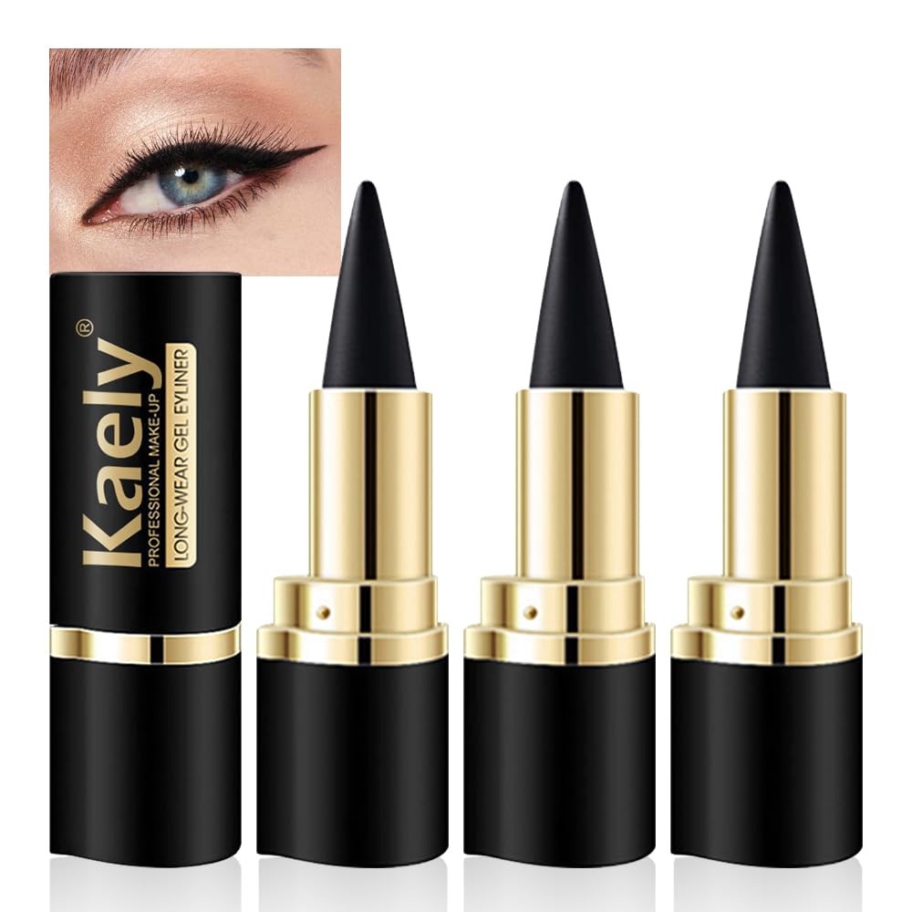 3 ชิ้นเจลสีดําอายไลเนอร์ดินสอชุด,ธรรมชาติครีม Eye Liner กันน้ํารอยเปื้อน,Cat Eye Black Smokey อายแชโ