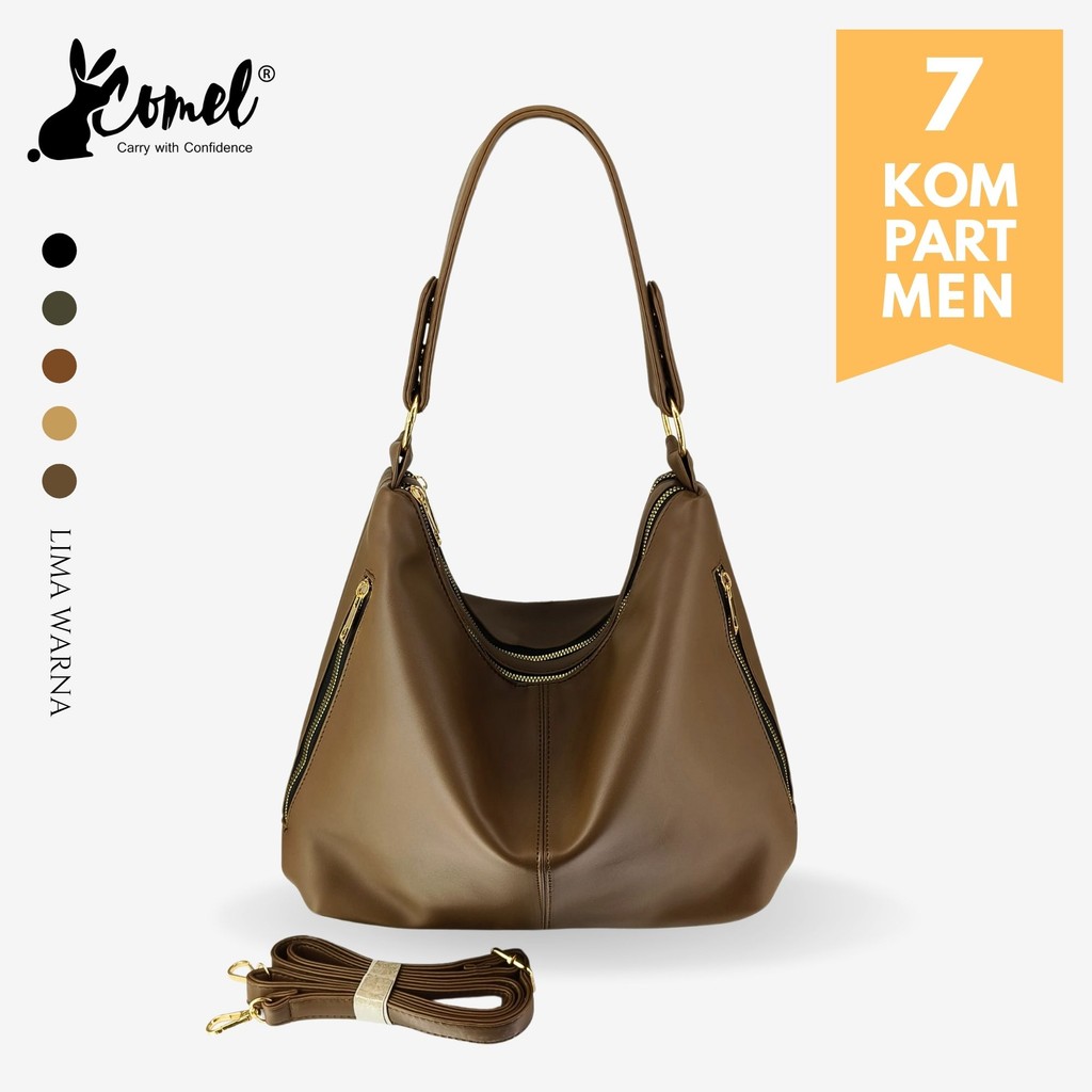COMEL FASHION AITANA PU Leather Multi Channels Women Hobo shoulder Hand bag แถบยาว 9034