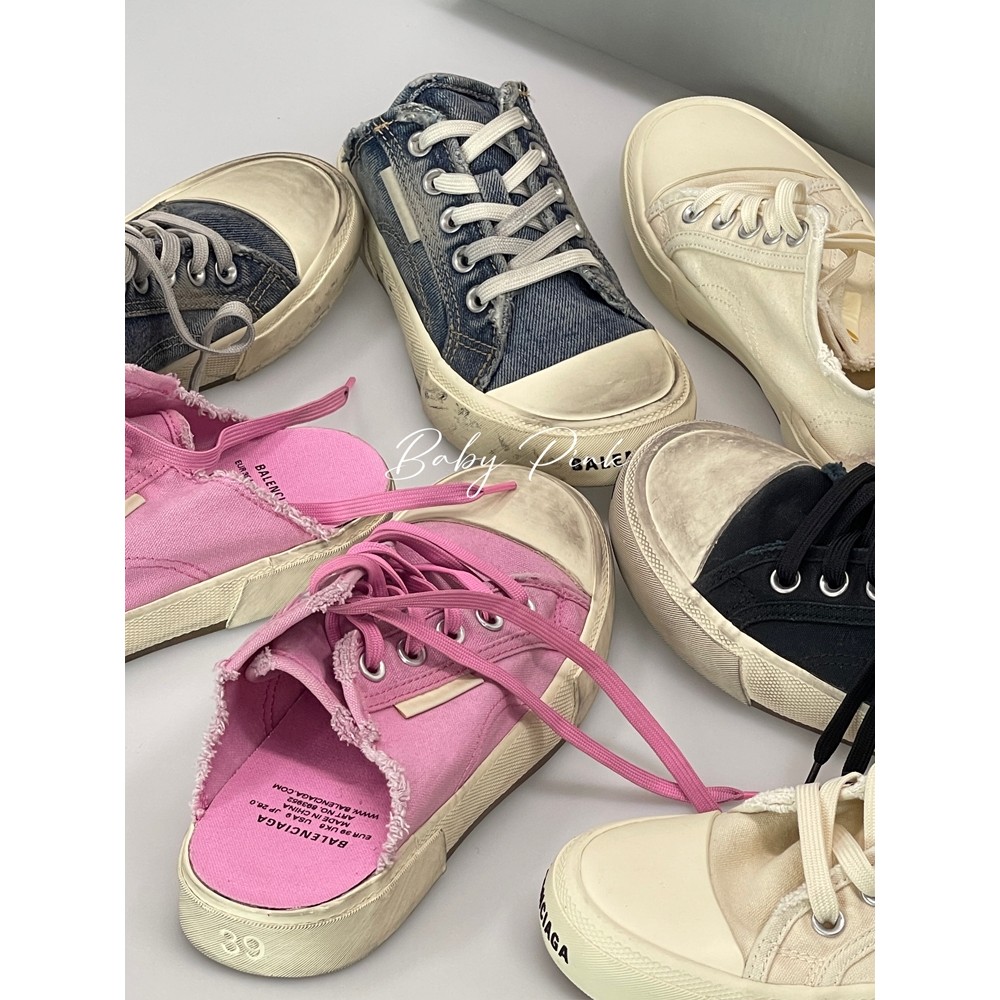 [Baby Pink] Balenciaga/Balenciaga Distressed Beggar Canvas Shoes Retro Dirty Shoes