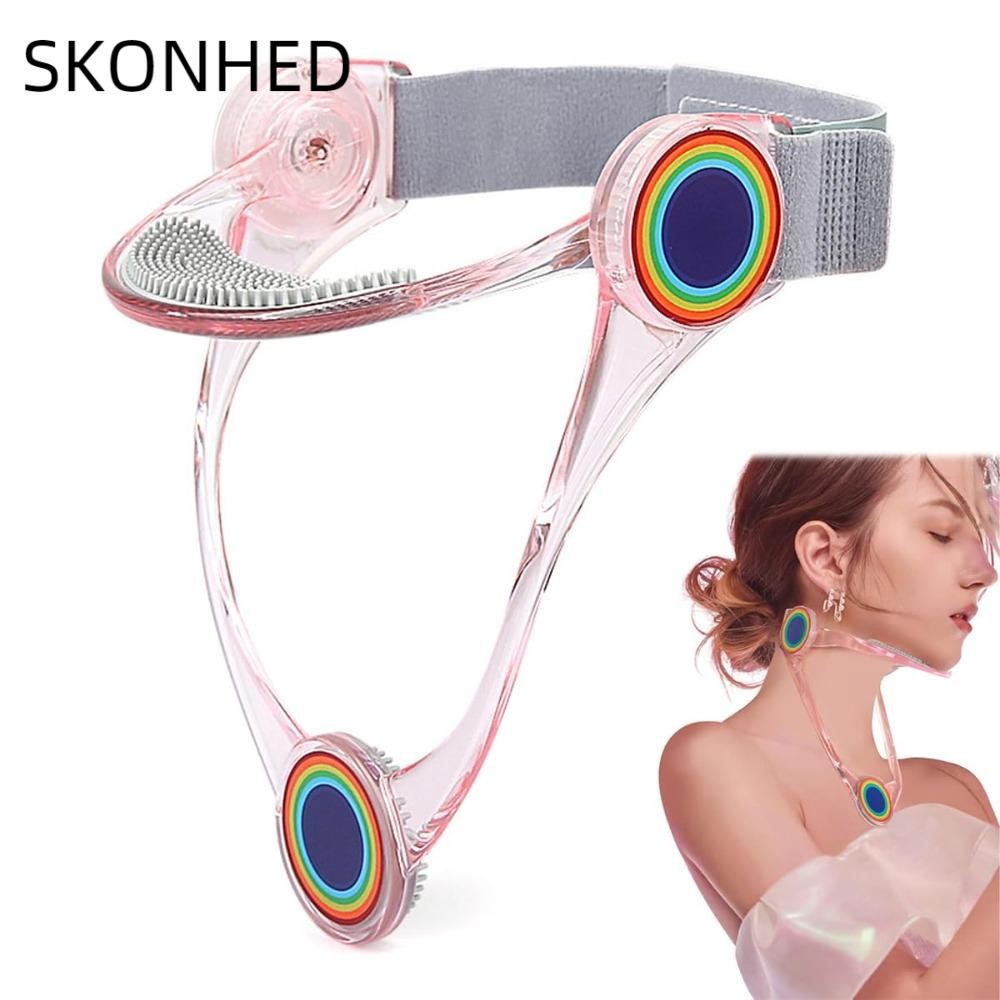 SKONHED รั้งคอ,บรรเทากระดูกสันหลังส่วนคอพับท่าทาง Corrector,แบบพกพาปรับคอแก้ไข TPU คอ Traction อุปกร
