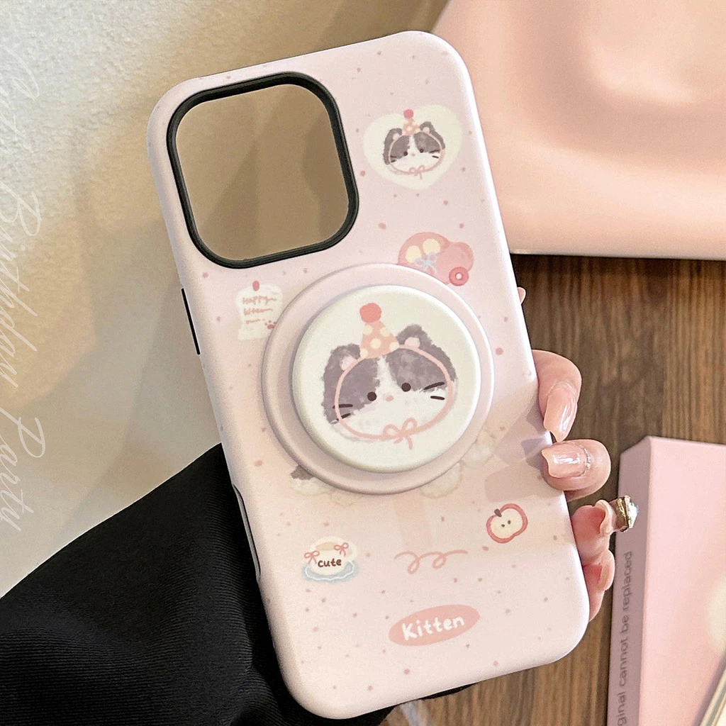 Ins น่ารัก Fat-faced Cat การ์ตูนแม่เหล็กโปร่งใสสําหรับ Iphone 17 16 15 14 11 12 13 PRO MAX ปลอกฝาครอบป้องกัน AT2556