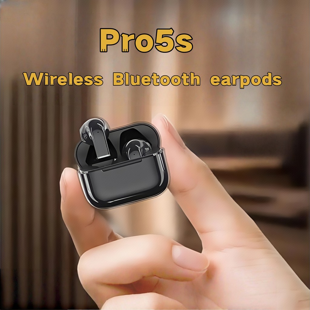 หูฟังบลูทูธอินเอียร์ไร้สายขนาดเล็ก Pro5s ระบบควบคุมแบบสัมผัสหูคู่อัจฉริยะ ไมโครโฟนสําหรับการโทรความละเอียดสูง