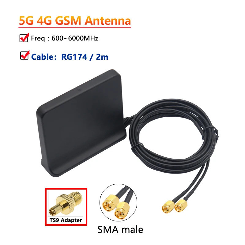 สัญญาณ Boost 5G 4G LTE 3G GSM Mimo Aerial High Gain 12dbi 600 ~ 6000Mhz ภายนอก Omni WiFi เสาอากาศ TS