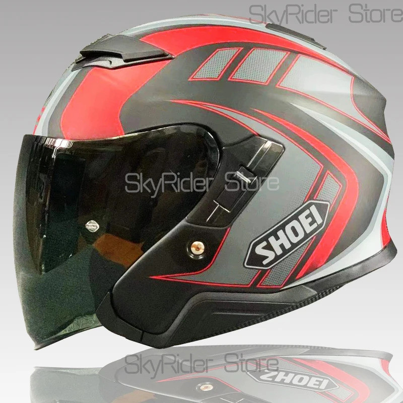 2025NEWOpen Face Helmet shoei J-CRUISE 3/4 Helmet AGLERO-TC1 Double visor ดอกไม้สีชมพู Off Road Raci