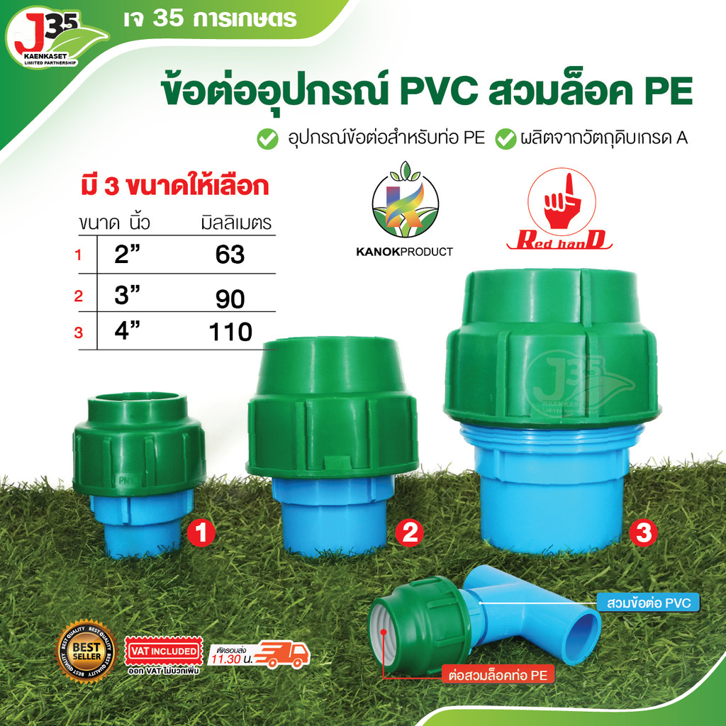 (1ตัว) ข้อต่ออุปกรณ์ PVC 2นิ้ว 3นิ้ว 4นิ้ว สวมล็อค PE ตัวเชื่อม PVC+PE ต่อตรงสวมท่อ PE