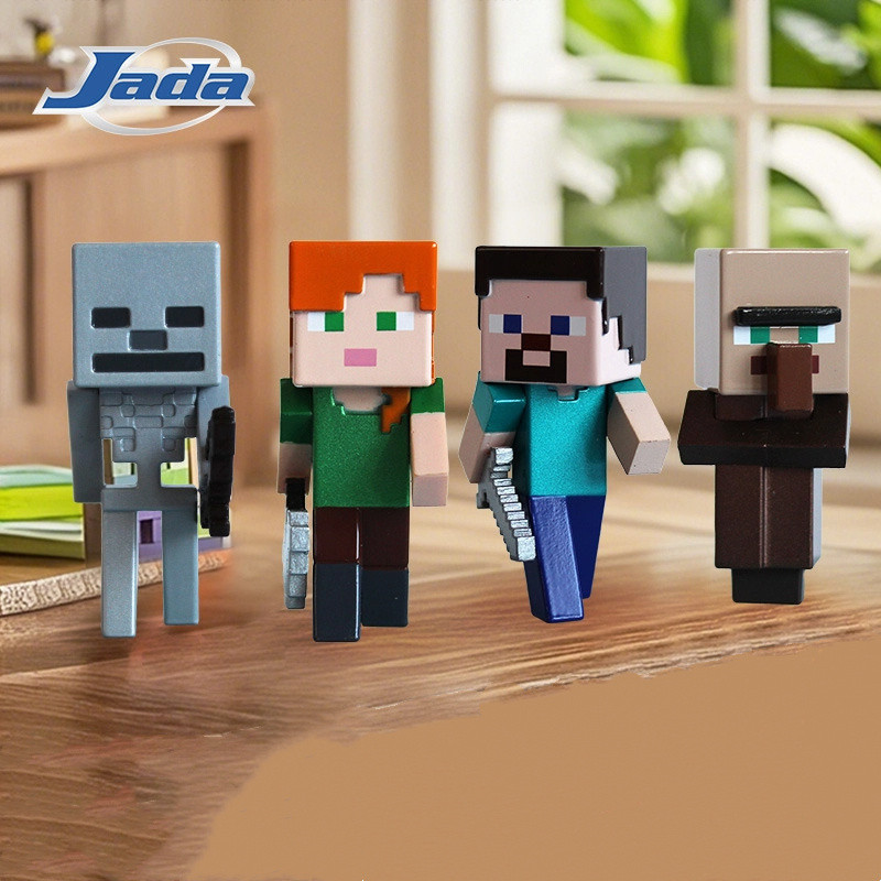 Jada Minecraft Metal Figures - ชุดรูปปั้น Steve, Alex, Villager & Skeleton