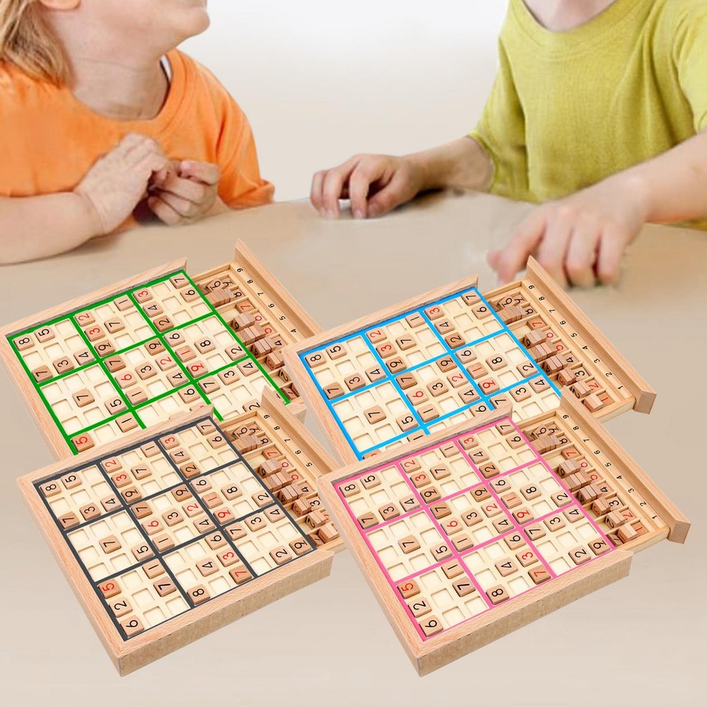 [Qklmdt] ไม้ Sudoku เกมของเล่นการเรียนรู้ของเล่นสมอง Teaser การศึกษา Montessori พร้อมภาษาอังกฤษคู่มื