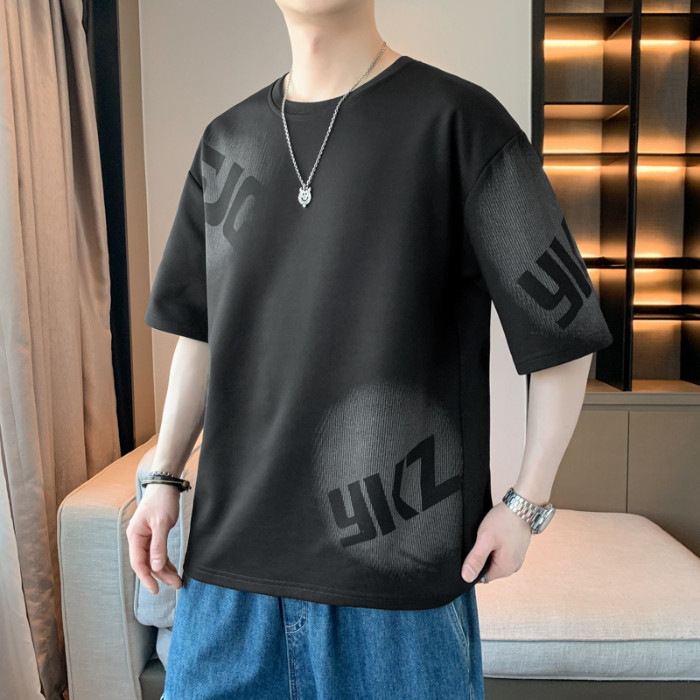 2025 NEW 2025M-8XL 2025 Men's Summer Short Sleeve 7A Antibacterial Large Size Trendy Spot Letter Pri