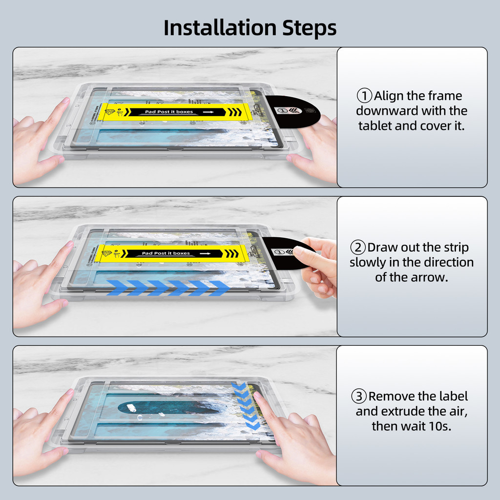 [ข่าว]ฟิล์มกันรอยหน้าจอกระจกนิรภัยสำหรับ gen10/11 A16 10.2 Pro 11 13 Air 4/5/6/7 ลายนิ้วมือแบบใส - รูปที่ 3