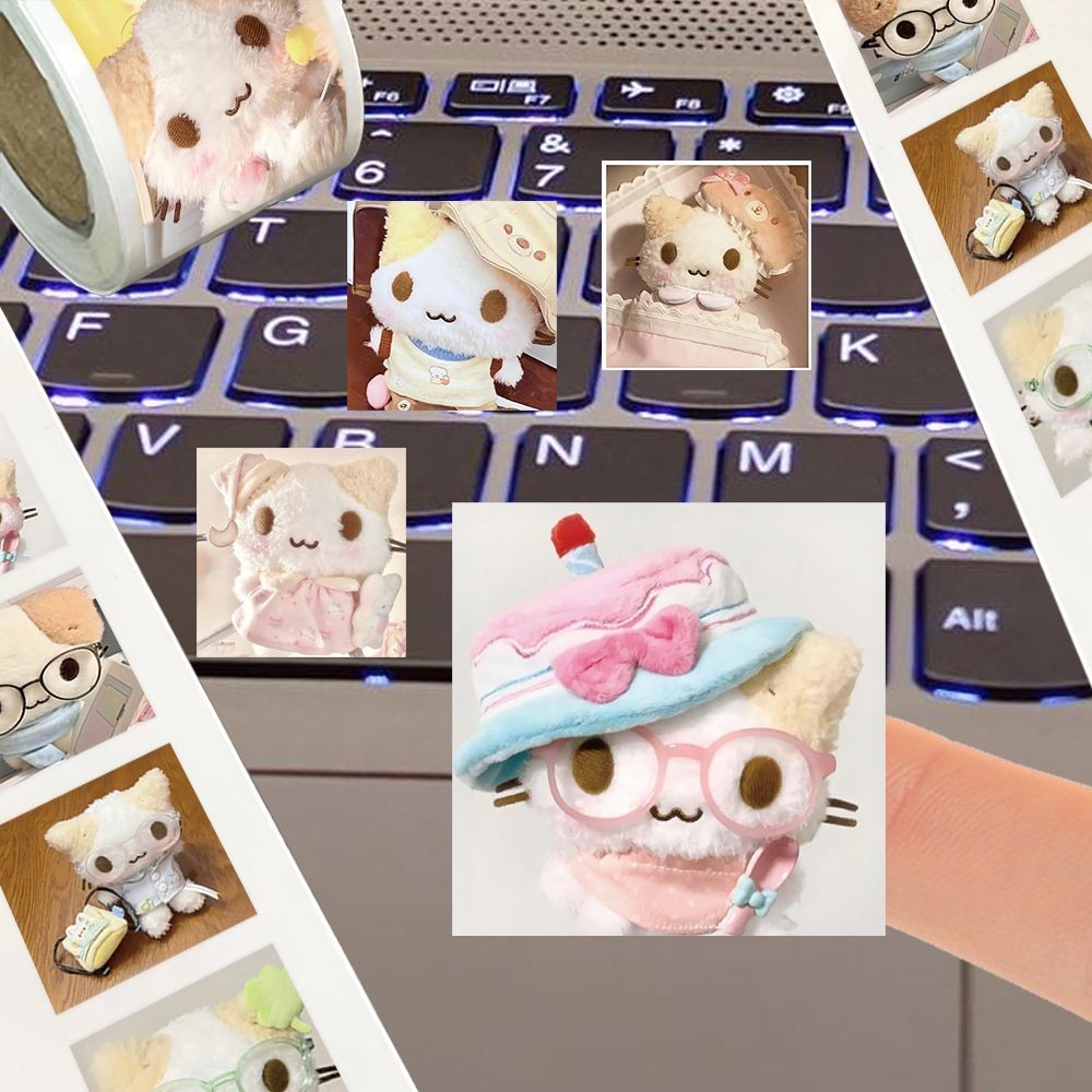 [500 stickers] cotton candy cat head roll stickers cartoon cute creative stickers decorative hand ac