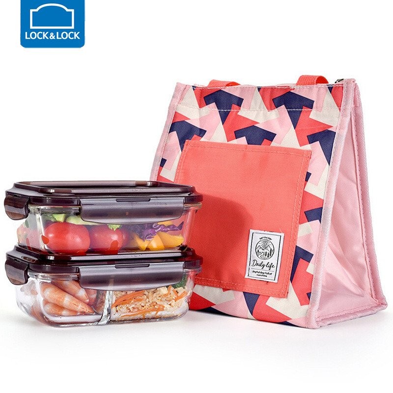 ล็อคแก้วและล็อคชุดสองชิ้นชุดสองชิ้นพร้อม LLG990S101 Bento Bento Bento Bag กล่องเก็บของสดสไตล์ใหม่ B7