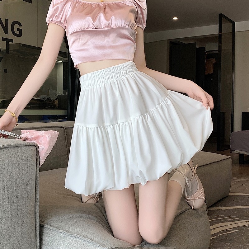 Bella Shop กระโปรงดอกตูม กระโปรงสั้นฟักทองฟองเอวสูงใหม่ กระโปรงโคมไฟลำลองฤดูร้อนสำหรับผู้หญิง ราคา ถูกที่สุด ดีลบีเคเค แกลเลอรีภาพที่ 5