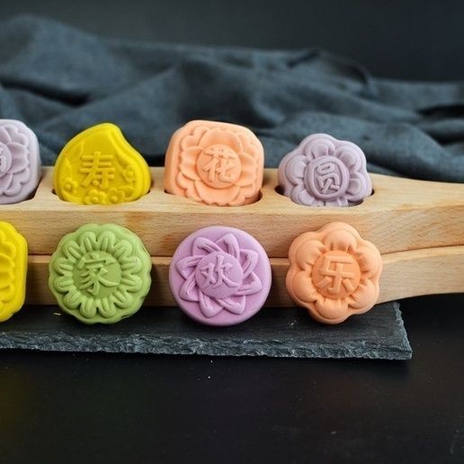 Pumpkin Pie Pastry Fruit8cc Cartoon Mooncake Mung Bean Pattern Pastry#Steamed Bun Mold for Qingming 