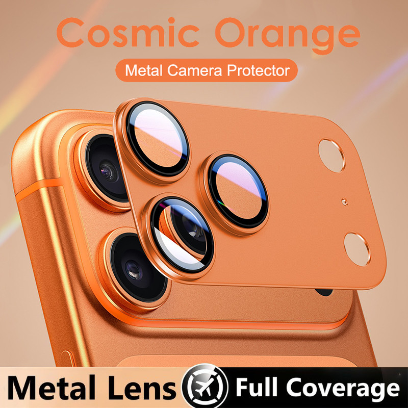 สําหรับ iPhone 17 Pro Max 17 Air Cosmic Orange แหวนโลหะกล้องเลนส์ Protector Full Cover กระจกนิรภัยฝาครอบกล้อง