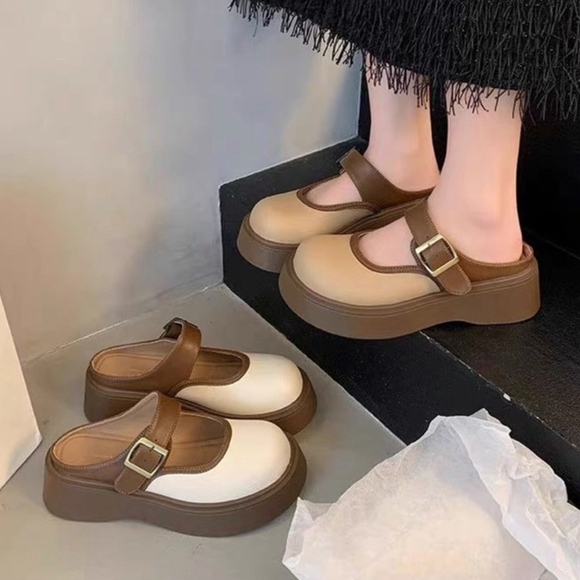 SUNBALEE 🧺G200 รองเท้าแบบสวม เสริมส้นต่ำ รองเท้าหัวโตแฟชั่น ทรงเท้าเรียว สินค้าพร้อมส่ง